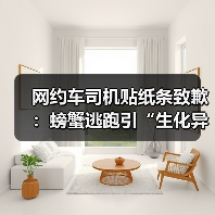 网约车司机贴纸条致歉:螃蟹逃跑引“生化异味”?(图1) 网约车司机贴纸条致歉:螃蟹逃跑引“生化异味”?(图1)